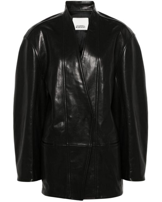 Manteau Ikena en cuir Isabel Marant en coloris Black
