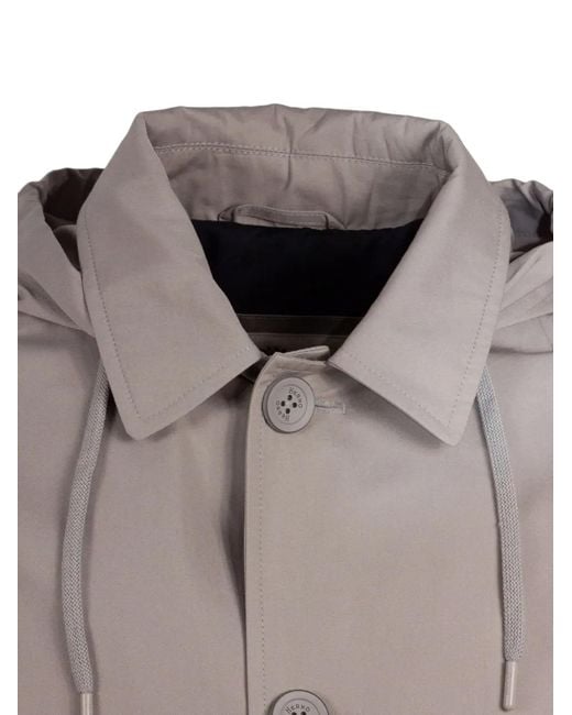 Herno Gray Drawstring Hood Cotton Jacket for men