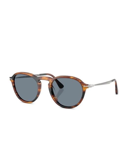 Persol Blue Tortoiseshell Round-Frame Sunglasses