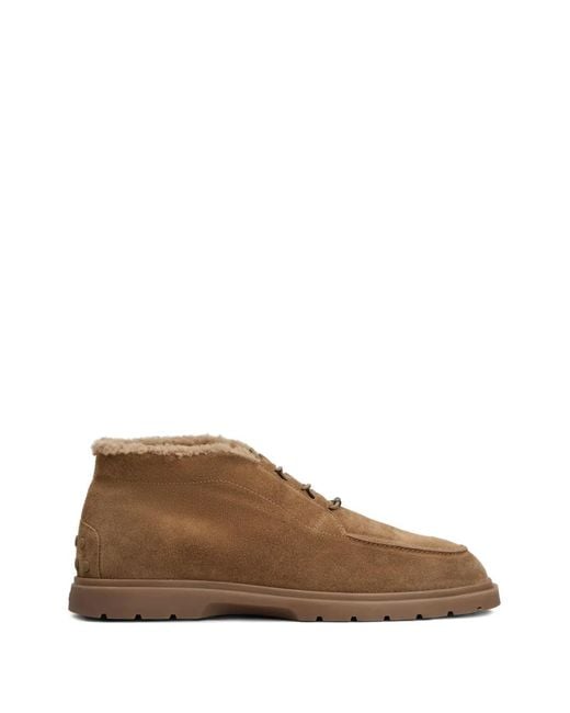 Tod's Brown Round-Toe Lace-Up Boots for men