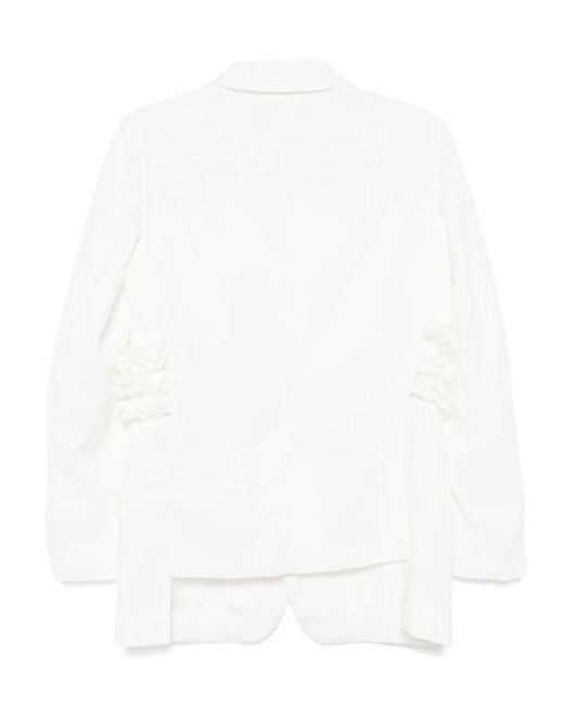 COMME DES GARÇON BLACK White Ruffle-Trim Jacket