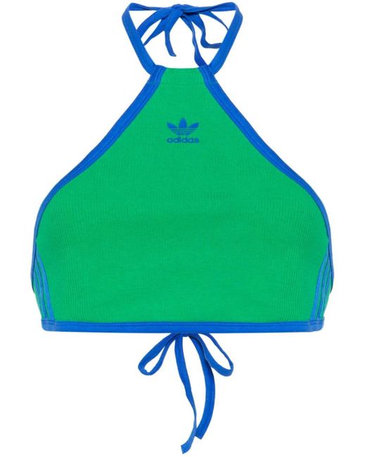 Top corto con logo Adidas de color Green