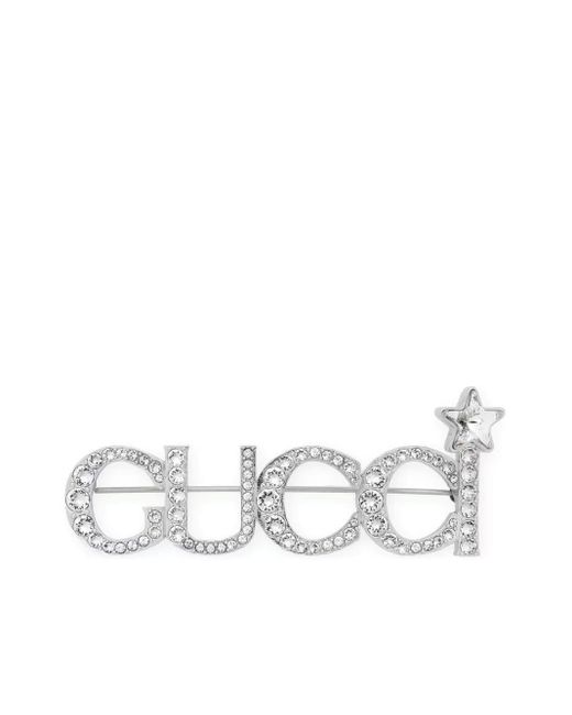 Broche à logo orné de cristal Gucci pour homme en coloris Blanc | Lyst
