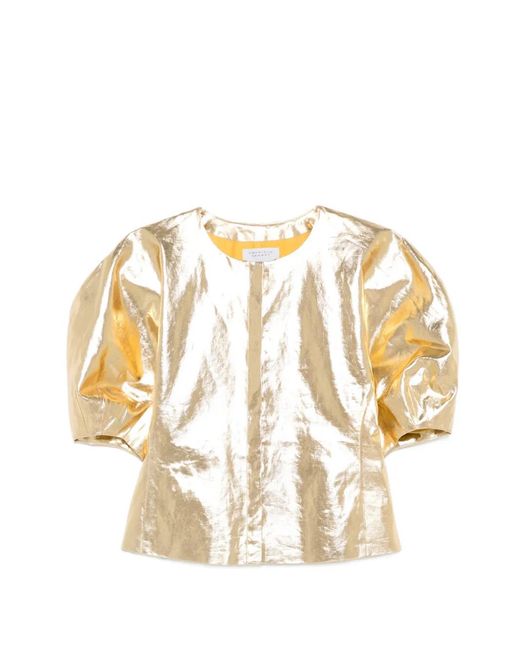 Gabriela Hearst Metallic Waverly Puff-Sleeve Top