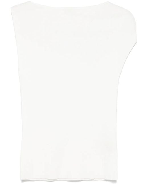 St. Agni White Asymmetric-Neck Top