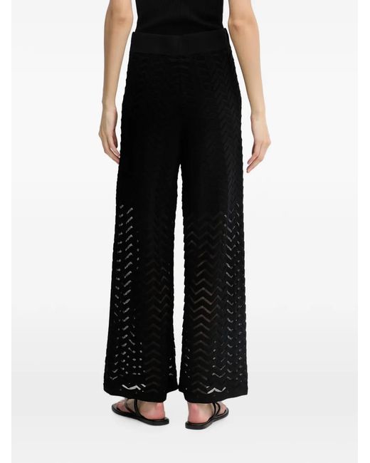 Joseph Ribkoff Black Herringbone-Pattern Palazzo Pants