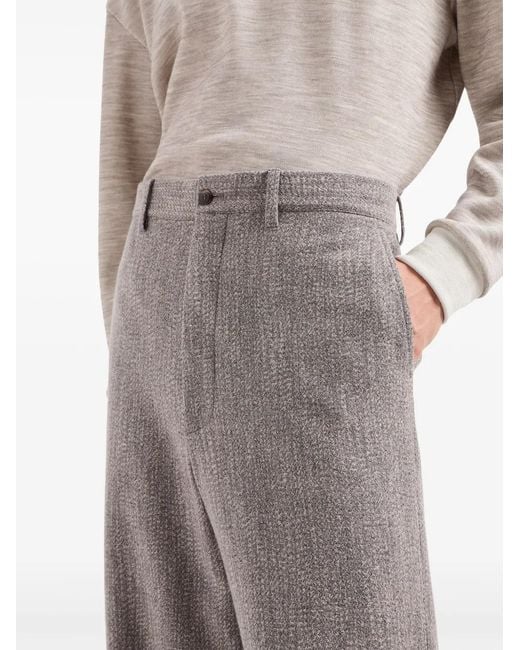 Giorgio Armani Gray Stretch Cupro Cropped Trousers for men