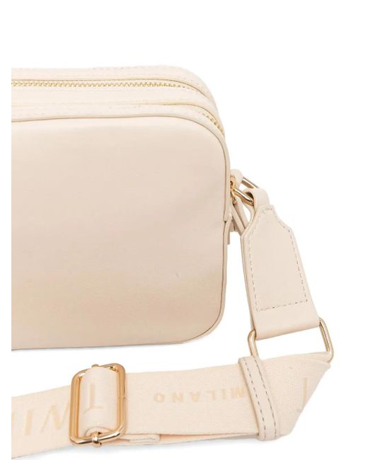 Twinset Natural Logo-Detail Double-Zip Cross Body Bag