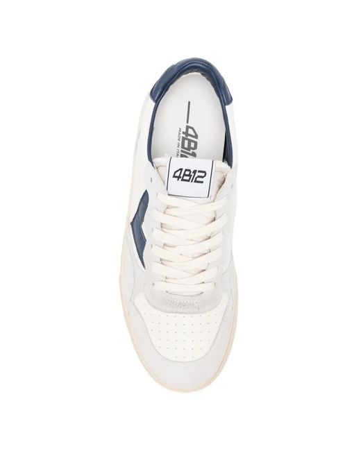 4b12 White Hyper Panelled Sneakers for men