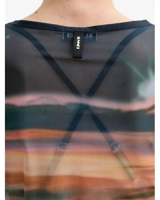 Sunnei Blue Mesh Print Top