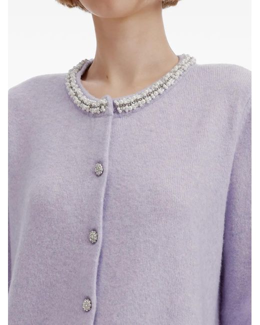 B+ AB Purple Faux-Pearl Embellished Cardigan