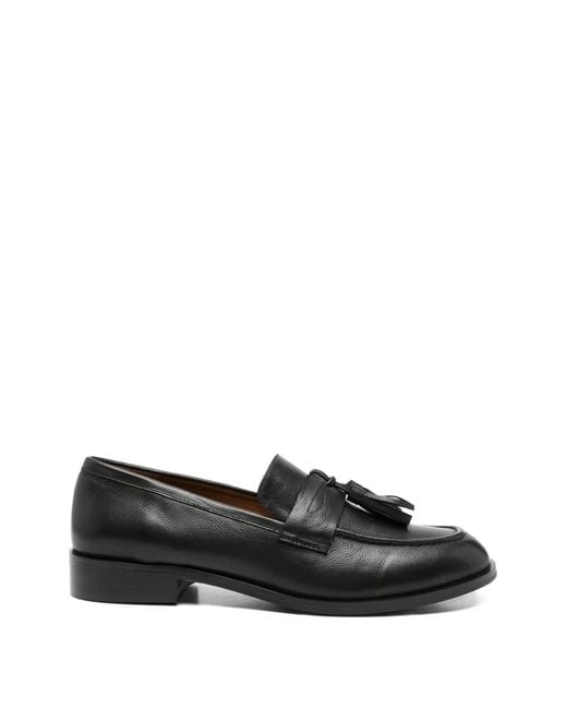 ADRIANNA FERETTI Black Tassel-Strap Loafers