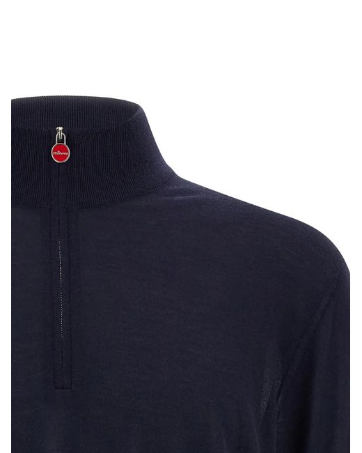 Kiton Blue Half-Zip Sweater for men
