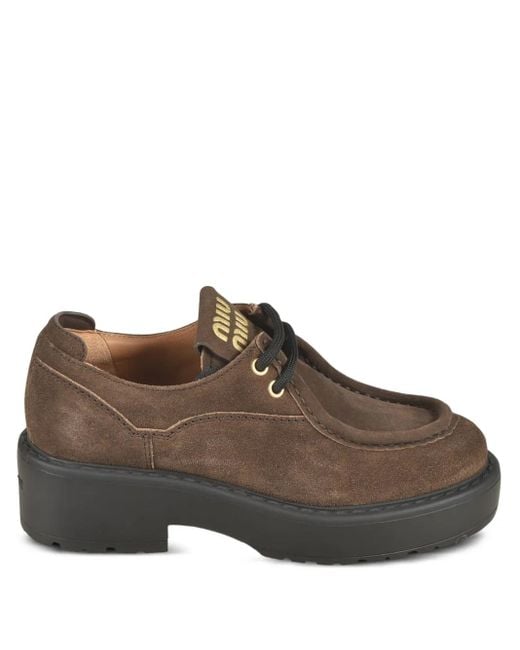 Miu Miu Brown 55Mm Sienna Platform Derby Shoes