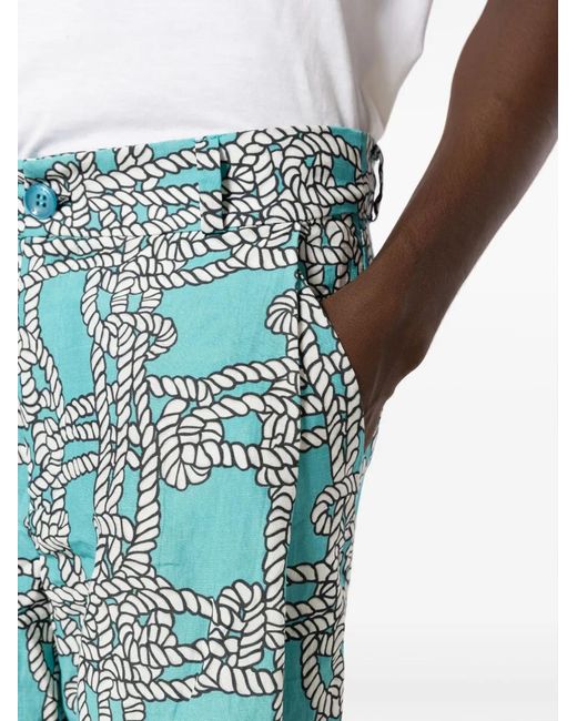 Amir Slama Blue Graphic-Print Cropped Trousers for men
