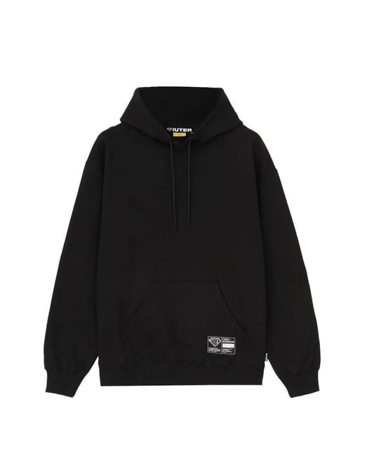 Iuter Black Logo-Patch Drawstring Hoodie for men