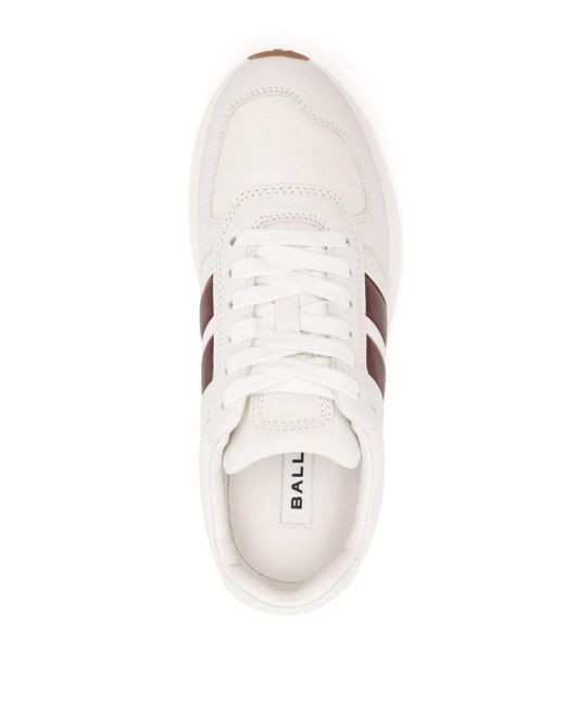 Bally White Darsyl Striped Leather Sneakers