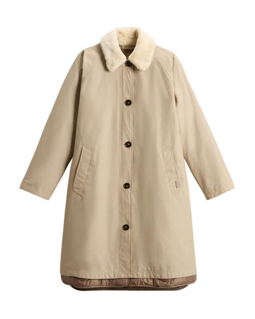Woolrich Natural Faux-Fur Collar Coat