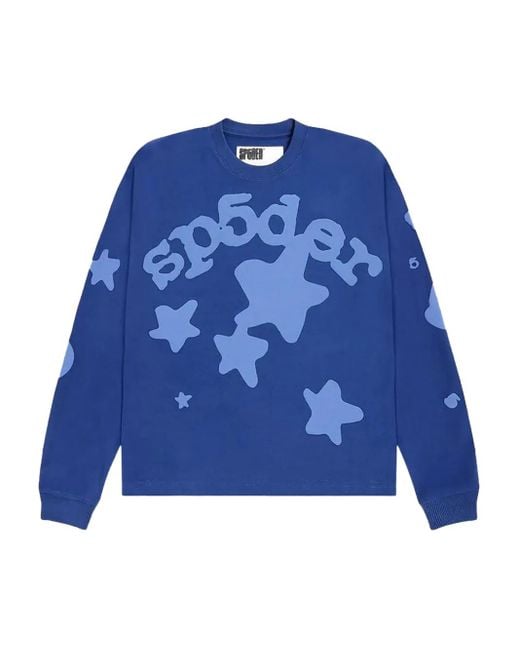 Sp5der Langarmshirt mit Stern-Print in Blue für Herren