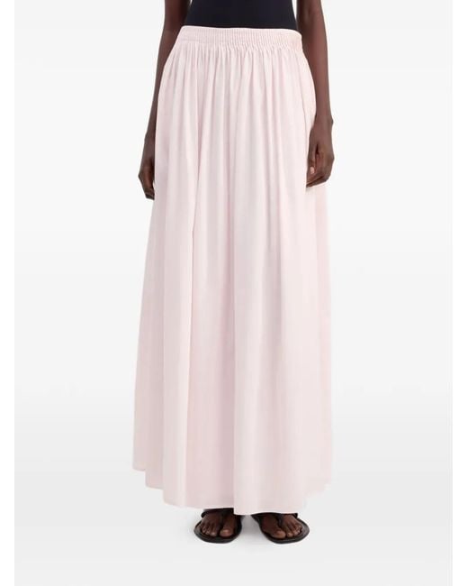 Loulou de Saison Pink Naya Gathered Flared Long Skirt