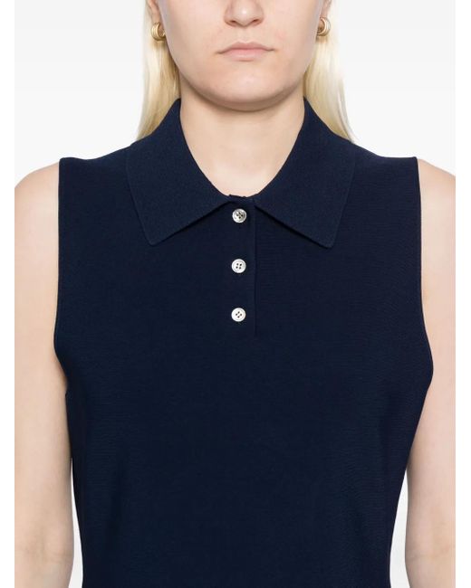 Theory Blue Polo-Collar A-Line Dress