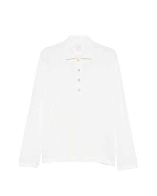 Eleventy White Polo Boutonné À Poche Poitrine for men