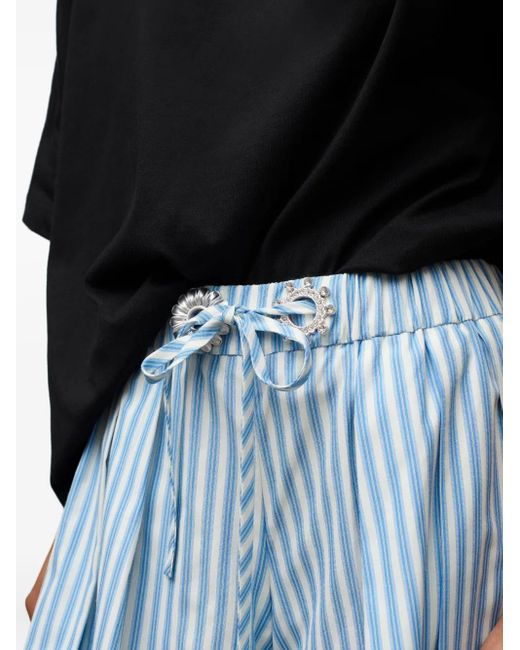 Area Blue Pleated Grommet Shorts