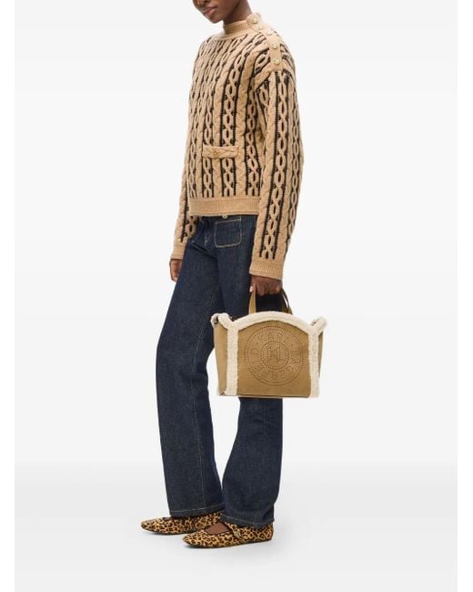 Karl Lagerfeld Metallic Small K/circle Shearling Tote Bag