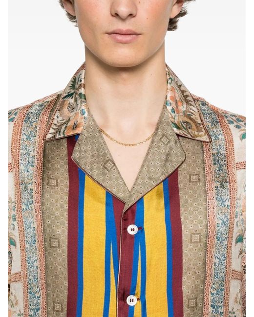 Pierre Louis Mascia White Aloe Patterned Pocket Shirt