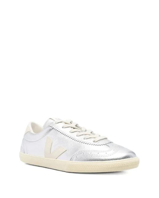 Veja White Tone Sneakers With Logo Patch