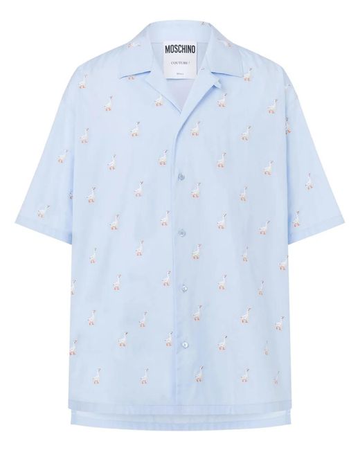 Moschino Blue Duck-Print Shirt for men