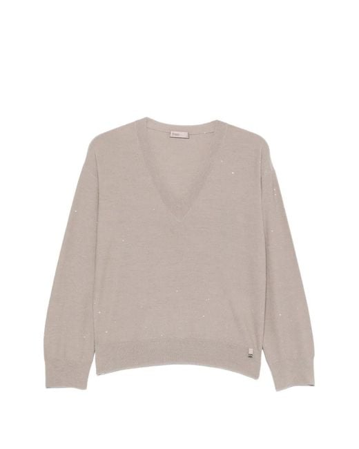 Herno Natural Sequin-Embellished V-Neck Sweater