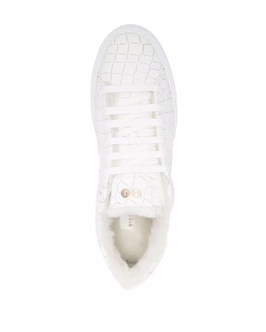 HIDE & JACK White Crocodile-Effect Low-Top Sneakers for men