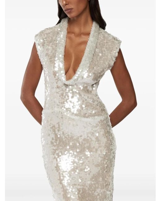 Genny White Sleeveless Sequin Maxi Dress