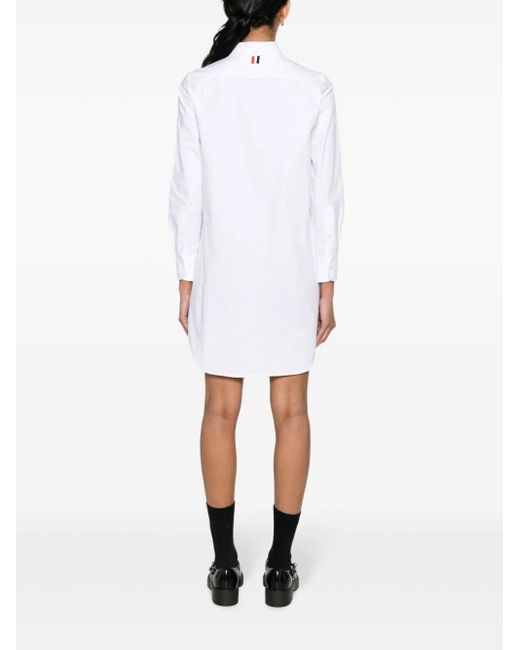 Thom Browne White Rwb Cotton Shirt Dress