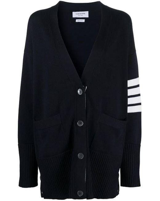 Thom Browne Blue Oversized 4-bar Stripe Cardigan
