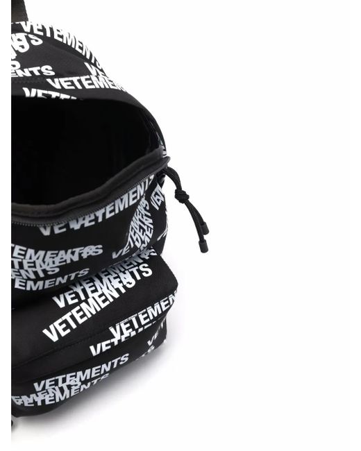 Vetements Black Logo-Print Backpack for men