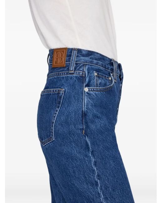 Anine Bing Blue Fritz Logo-Patch Jeans