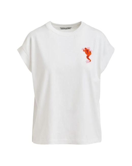 Essentiel Antwerp White Bead-Embroidered T-Shirt