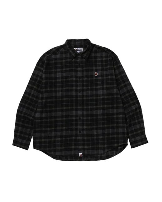 A Bathing Ape Black Logo-Patch Shirt for men