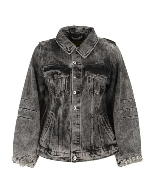 Marques'Almeida Black Crystal-Embellished Denim Jacket
