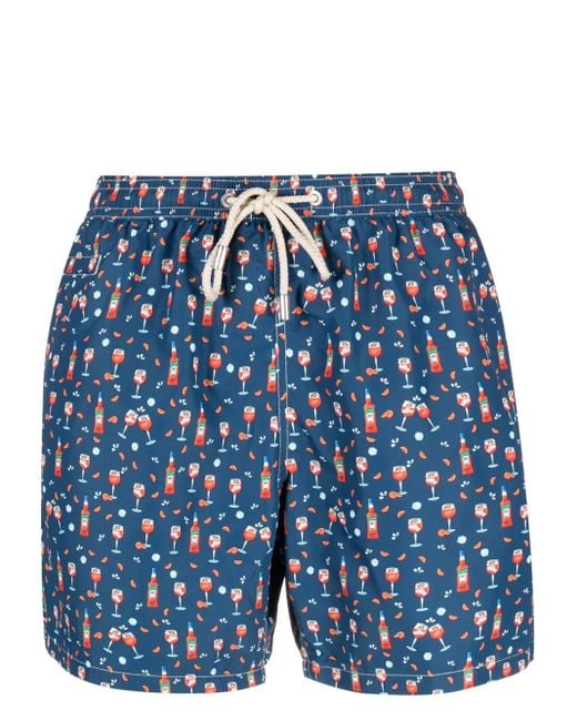 Mc2 Saint Barth Zwembroek Met Print in het Blue voor heren