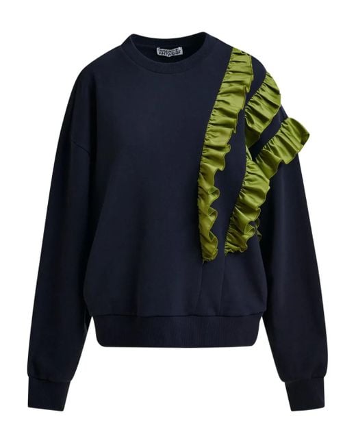 Essentiel Antwerp Blue Sweatshirt mit Rüschendetail