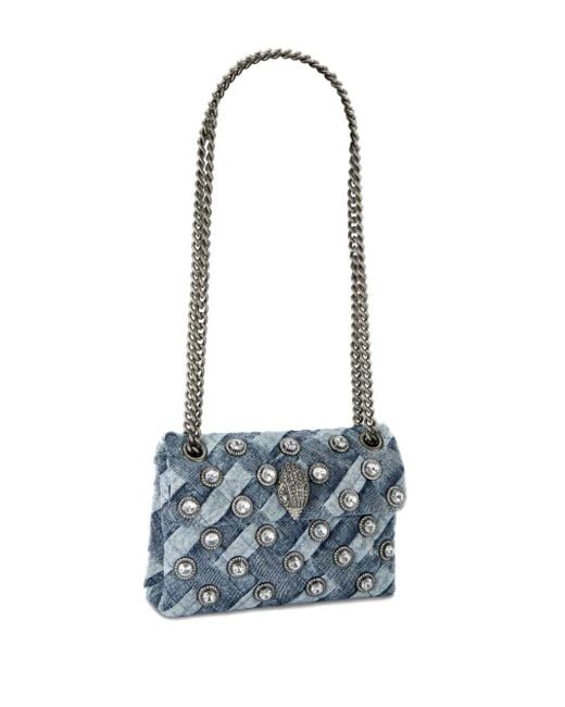 Kurt Geiger Blue Mini Crystals Kensington Denim Crossbody Bag