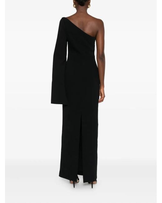 Solace London Black Alina One-Shoulder-Maxikleid