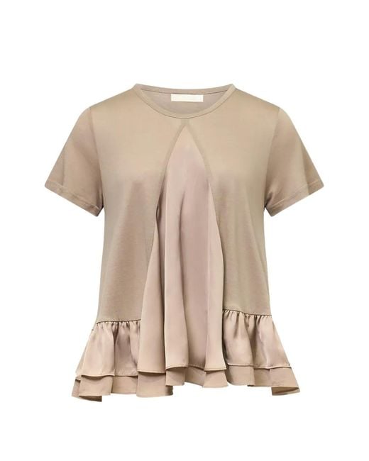 Club21 Natural Ruffled Knit T-Shirt