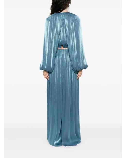 Costarellos Blue Verziertes Jazmin Maxikleid Mit Falten