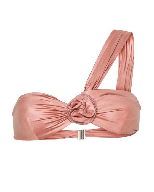 Magda Butrym Asymmetrische Bikini Met Bloemenpatch in het Pink