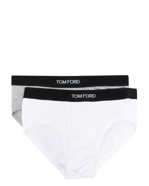 Tom Ford Black Logo-waistband Cotton Briefs (pack Of Two) for men