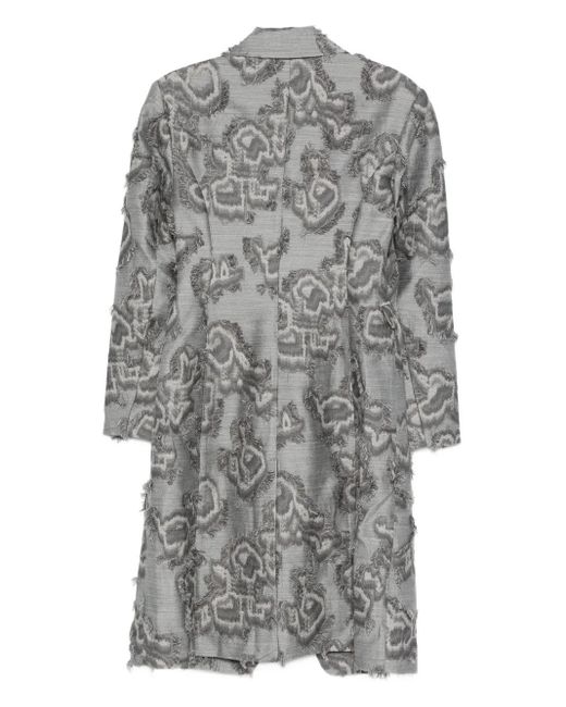 Ganni Gray Frayed Cloud-Print Coat